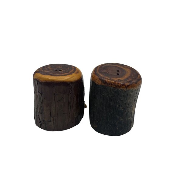 Rustic Yosemite National Park Wooden Log Salt & Pepper Shakers Set - Picture 4 of 5